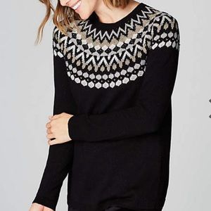 J. Jill Black Beaded Fair Isle Sweater - NWT